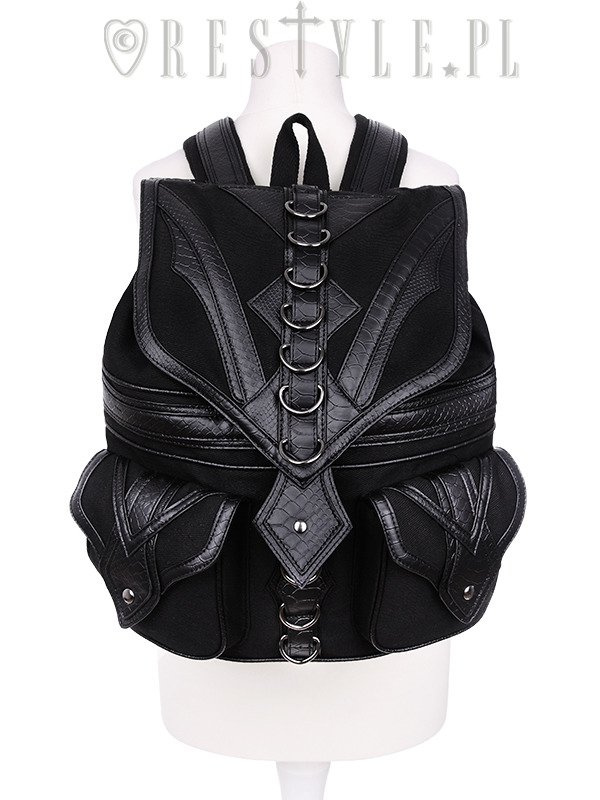 Black School bag with pockets, 90s backpack "DRAGON BACKPACK"