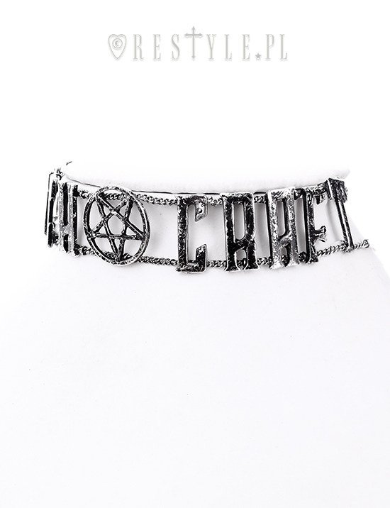 Gotycka obroża z napisem "WITCHCRAFT SILVER CHAIN COLLAR"