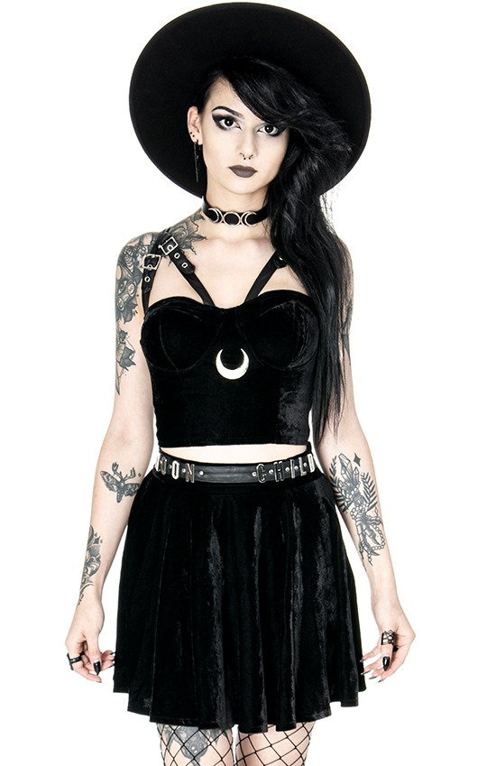 MOON HARNESS TOP, velvet moon, short blouse
