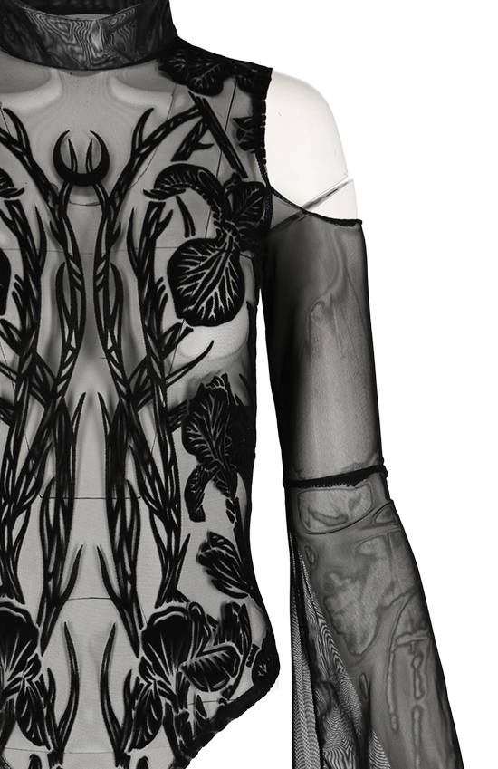 Black gothic IRIS BODYSUIT cold shoulder