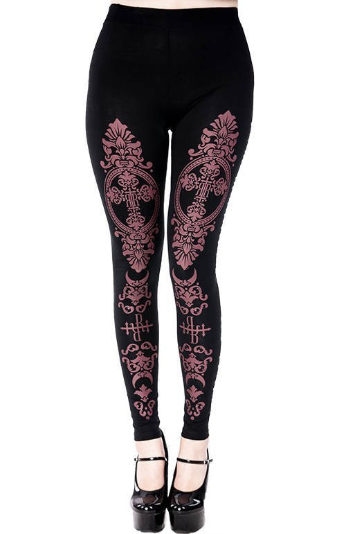 Monogramm-Leggings mit lila Druck