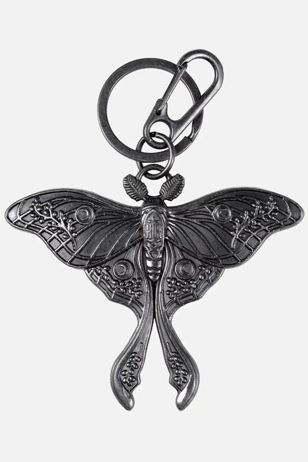 Luna Moth Brelok Antique Silver