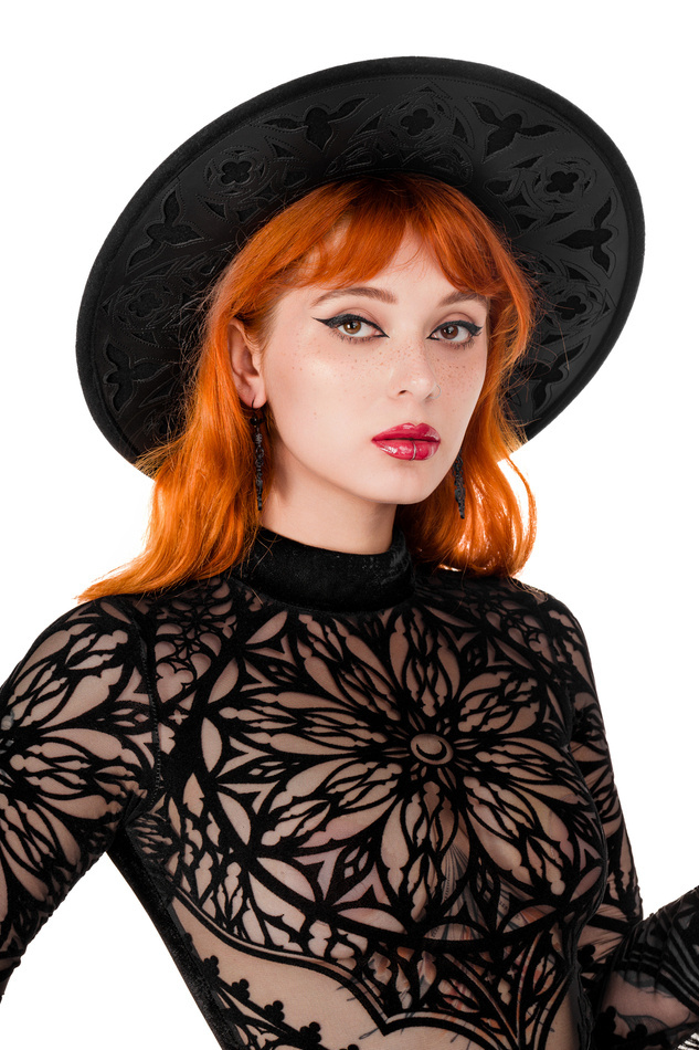 ROSARIUM LASER CUT HAT, cathedral wide brim hat