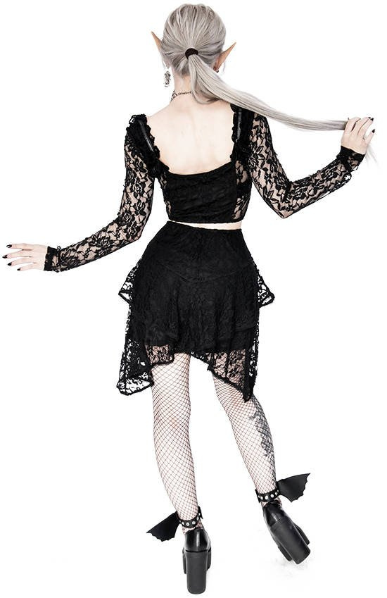 Gothic Cropped Lace Top with sweetheart neckline