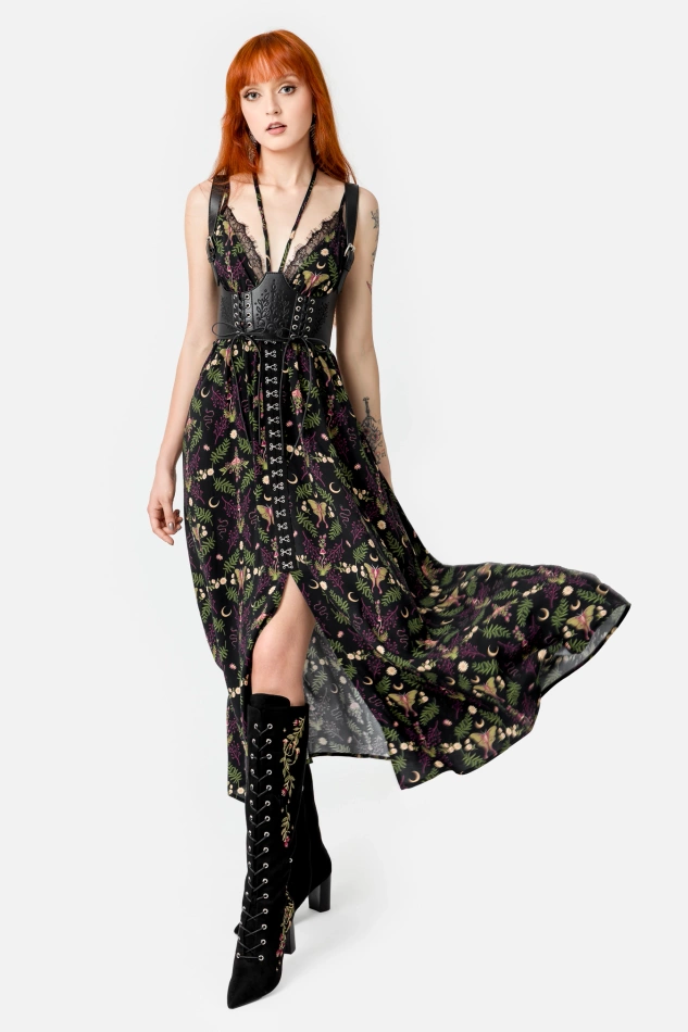 WILDERWOOD sukienka maxi z wiskozy