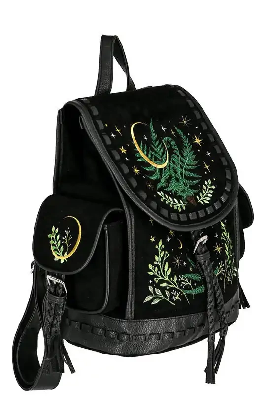 HERBAL BACKPACK with fern and crescent embroidery