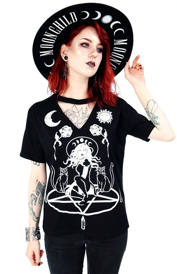 Black gothic choker top Witch & Cats