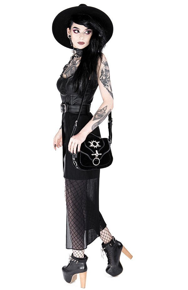 Black gothic NIGHT MIST DRESS with overskirt